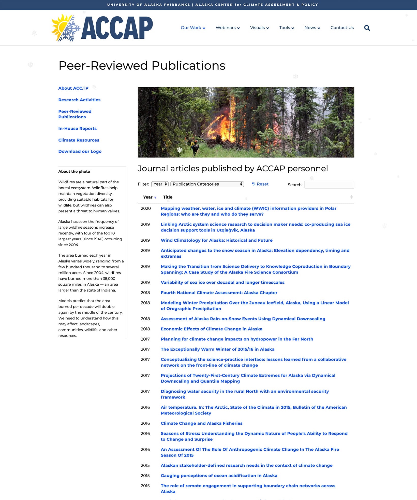 The International Arctic Research Center's peer-reviewed publications library, built with Document Library Pro