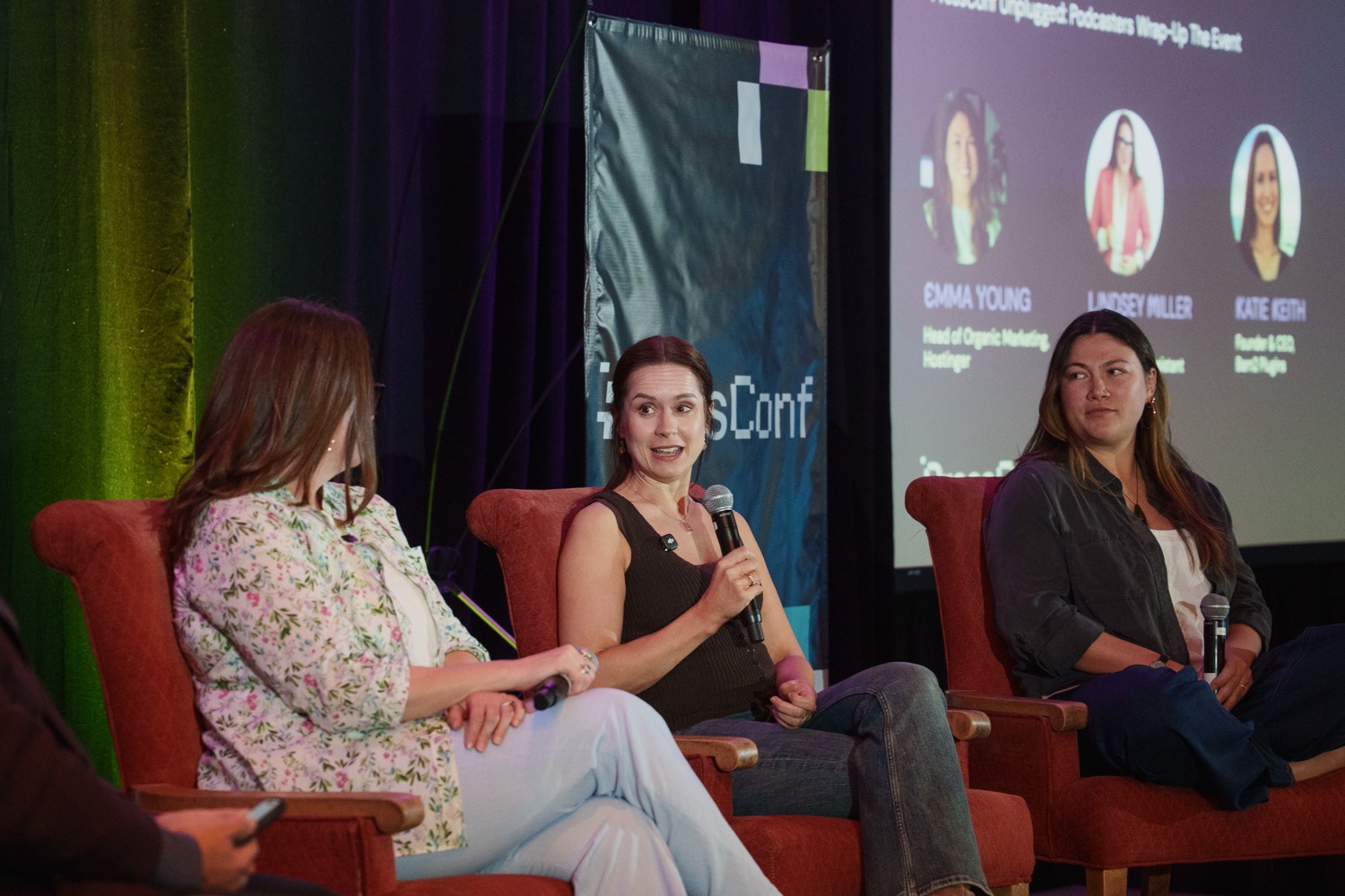Katie Keith speaking on a conference panel