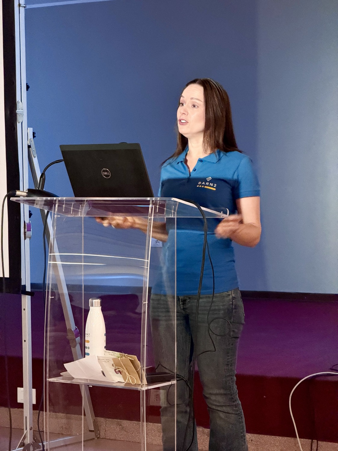 Katie Keith, Founder and CEO of Barn2, speaking on stage