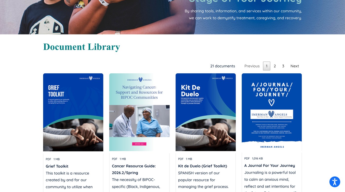 Imerman Angels document library built as a SharePoint alternative with Document Library Pro