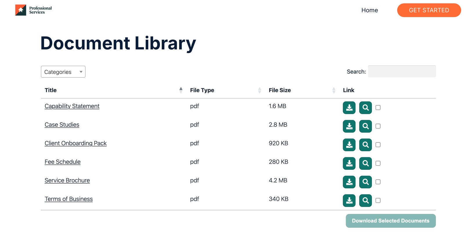 Document Library Pro running on a Wix site